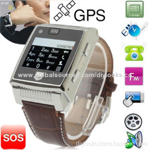 G10 Brown GPS Mobile Watch Phone with Camera, Historical Path Record/Covert Video/Bluetooth